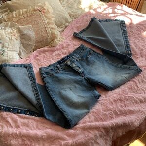 Vtg 90s Brody snap fastened bell bottoms smooth back stretch denim jeans S